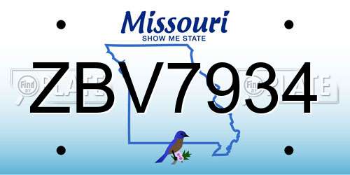 ZBV7934 Missouri License Plate