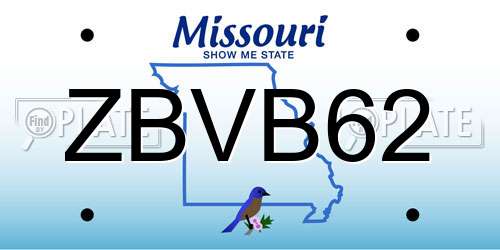 ZBVB62 Missouri License Plate