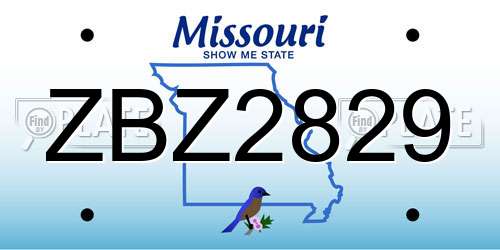 ZBZ2829 Missouri License Plate