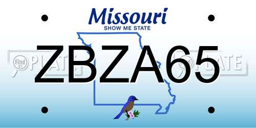 ZBZA65 Missouri License Plate