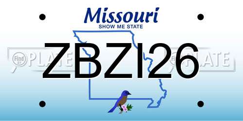 ZBZI26 Missouri License Plate