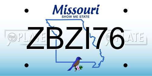 ZBZI76 Missouri License Plate
