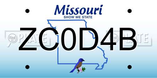 ZC0D4B Missouri License Plate
