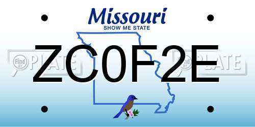 ZC0F2E Missouri License Plate