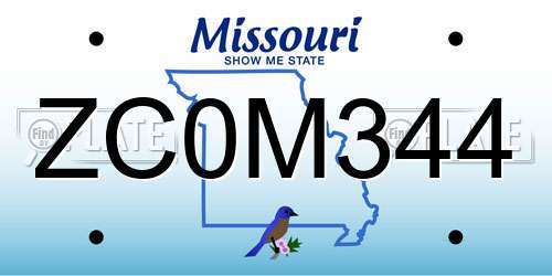 ZC0M344 Missouri License Plate