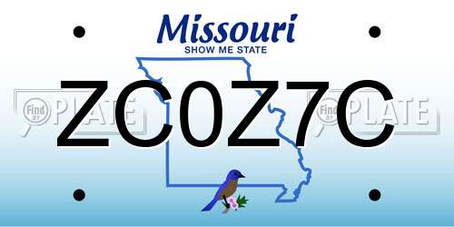 ZC0Z7C Missouri License Plate