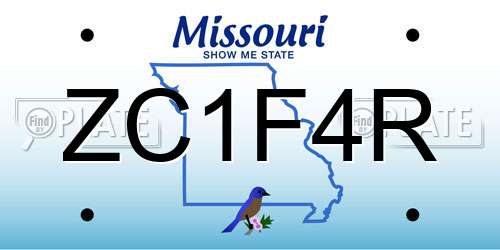 ZC1F4R Missouri License Plate