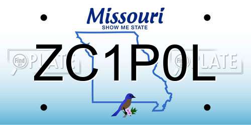 ZC1P0L Missouri License Plate