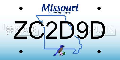 ZC2D9D Missouri License Plate