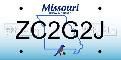 ZC2G2J Missouri License Plate