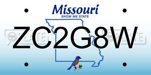 ZC2G8W Missouri License Plate