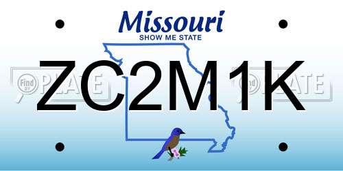 ZC2M1K Missouri License Plate