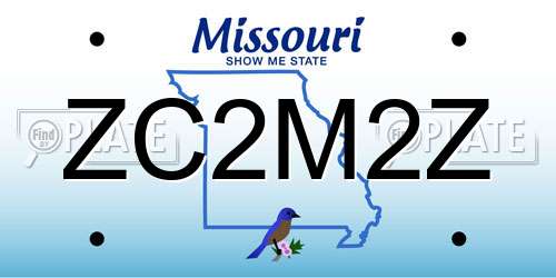 ZC2M2Z Missouri License Plate