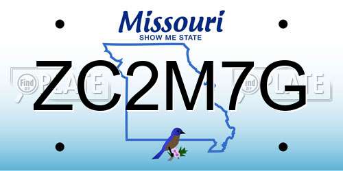 ZC2M7G Missouri License Plate