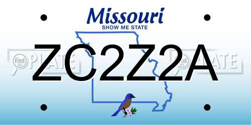 ZC2Z2A Missouri License Plate