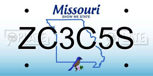 ZC3C5S Missouri License Plate