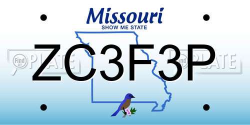 ZC3F3P Missouri License Plate