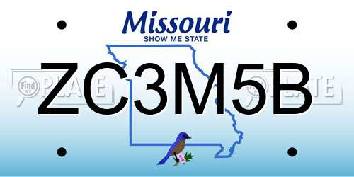 ZC3M5B Missouri License Plate