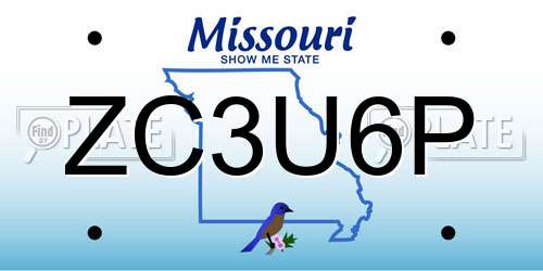 ZC3U6P Missouri License Plate