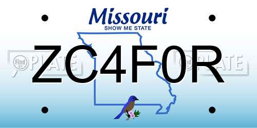 ZC4F0R Missouri License Plate