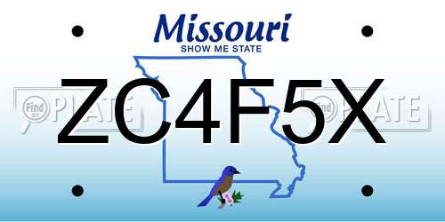 ZC4F5X Missouri License Plate