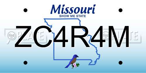 ZC4R4M Missouri License Plate