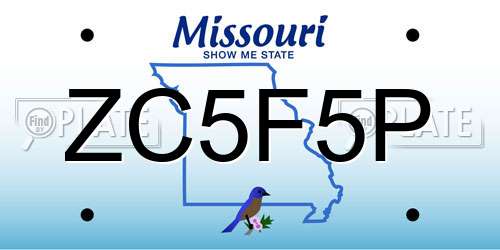 ZC5F5P Missouri License Plate