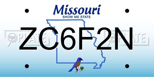 ZC6F2N Missouri License Plate