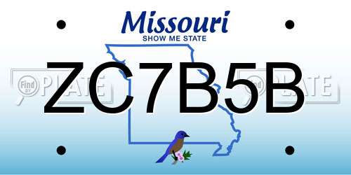 ZC7B5B Missouri License Plate