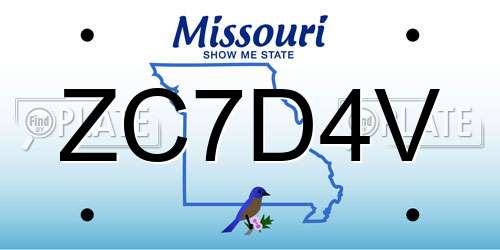 ZC7D4V Missouri License Plate