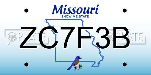 ZC7F3B Missouri License Plate