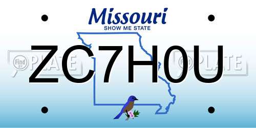 ZC7H0U Missouri License Plate