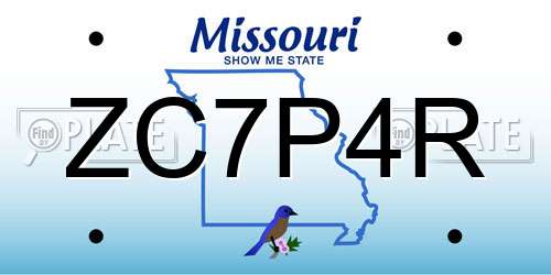 ZC7P4R Missouri License Plate