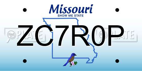 ZC7R0P Missouri License Plate