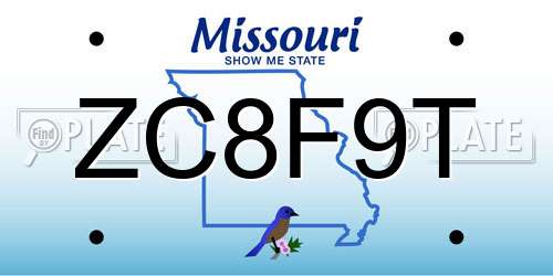 ZC8F9T Missouri License Plate