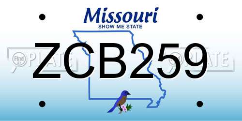 ZCB259 Missouri License Plate
