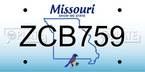 ZCB759 Missouri License Plate