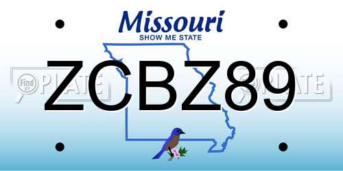 ZCBZ89 Missouri License Plate
