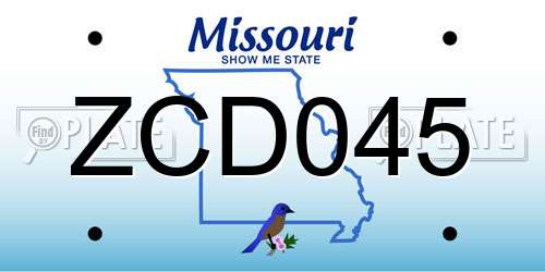 ZCD045 Missouri License Plate