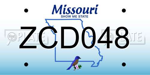 ZCD048 Missouri License Plate