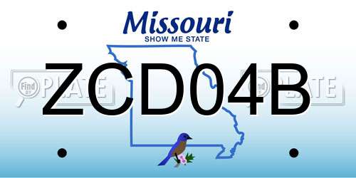 ZCD04B Missouri License Plate
