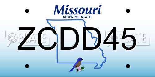 ZCDD45 Missouri License Plate