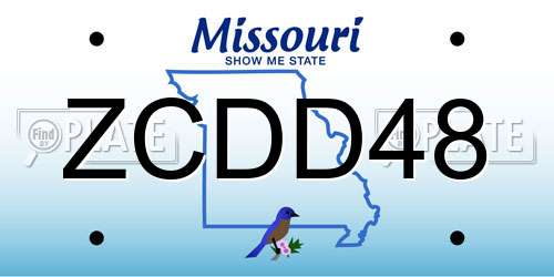 ZCDD48 Missouri License Plate