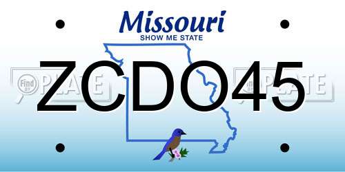 ZCDO45 Missouri License Plate