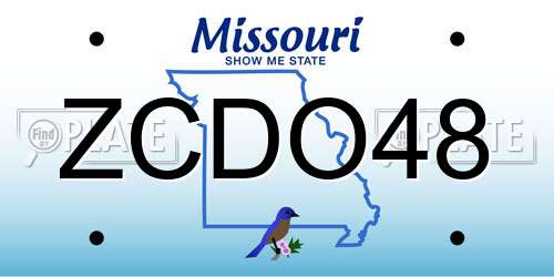 ZCDO48 Missouri License Plate