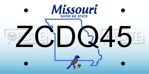 ZCDQ45 Missouri License Plate