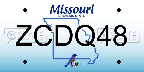 ZCDQ48 Missouri License Plate