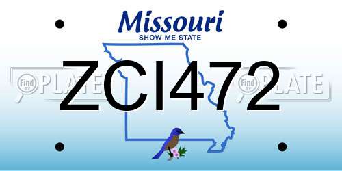 ZCI472 Missouri License Plate