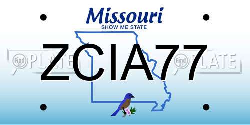ZCIA77 Missouri License Plate