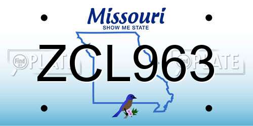 ZCL963 Missouri License Plate